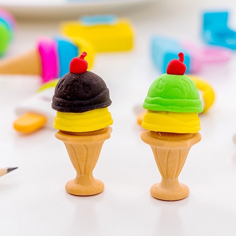 Set 2 Gôm Tẩy Gấu Teddy Pony Cún Tiên Cá Voi Kem Cà Rốt Dụng Cụ Học Tập Sinh Viên Văn Phòng