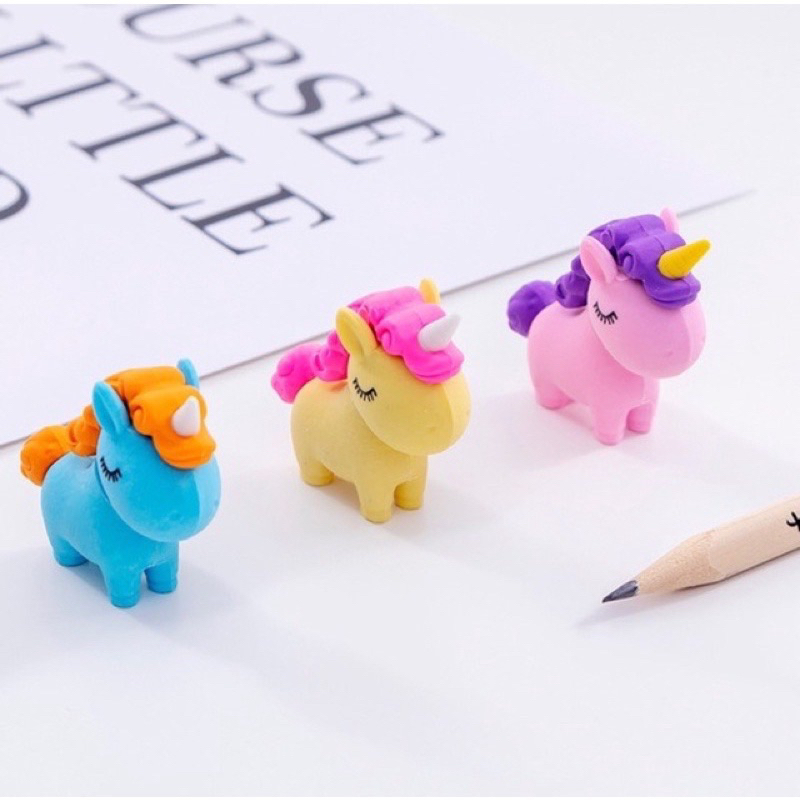 Set 2 Gôm Tẩy Gấu Teddy Pony Cún Tiên Cá Voi Kem Cà Rốt Dụng Cụ Học Tập Sinh Viên Văn Phòng