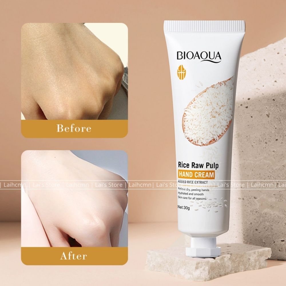 Kem Dưỡng Da Tay Bột Gạo Bioaqua 30g Rice Raw Pulp Hand Cream Kem Dưỡng Ẩm Giảm Khô Tay Nứt Nẻ Chăm Sóc Da Mịn Màng