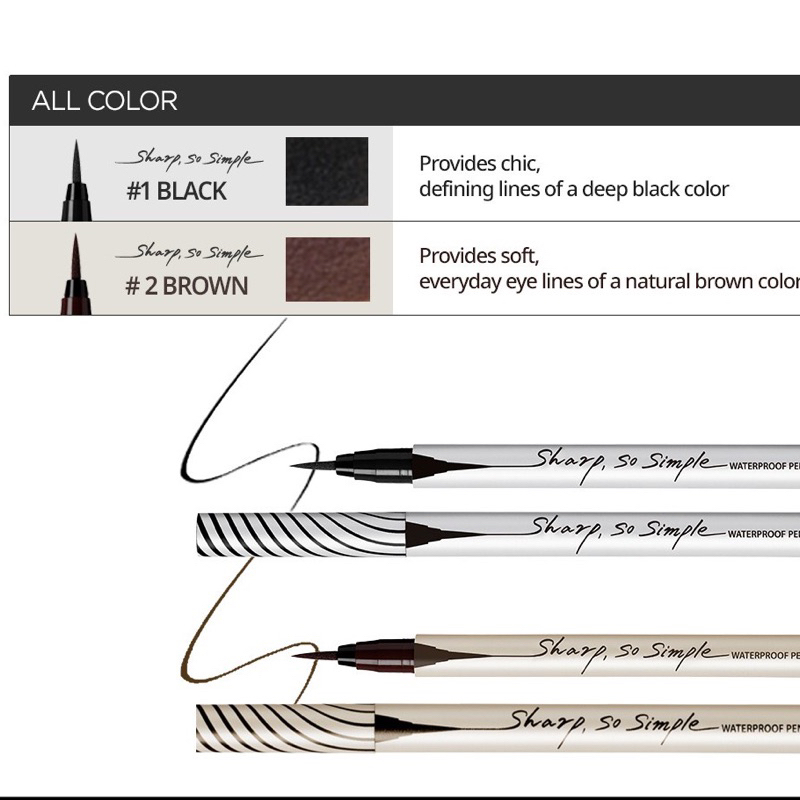 Kẻ Mắt Nước Clio Sharp, So Simple Waterproof Pen Liner Siêu Mảnh Lâu Trôi