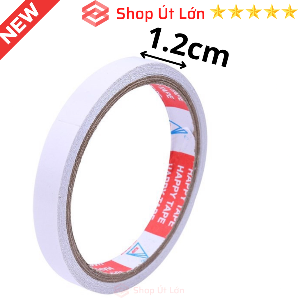 1 Cuộn Băng keo 2 mặt trắng, rộng 1.2cm - 2cm - 2.4cm - 4.8cm, lõi 3mm