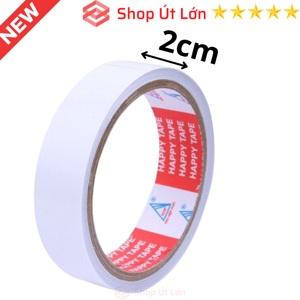 1 Cuộn Băng keo 2 mặt trắng, rộng 1.2cm - 2cm - 2.4cm - 4.8cm, lõi 3mm