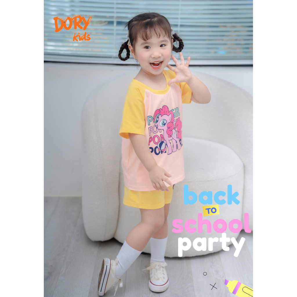 Đồ bộ cộc tay cho bé DORYKIDS  ngựa pony xinh xắn nhiều màu, chất thun cotton mát lạnh thoáng mát, size từ 10kg-50kg