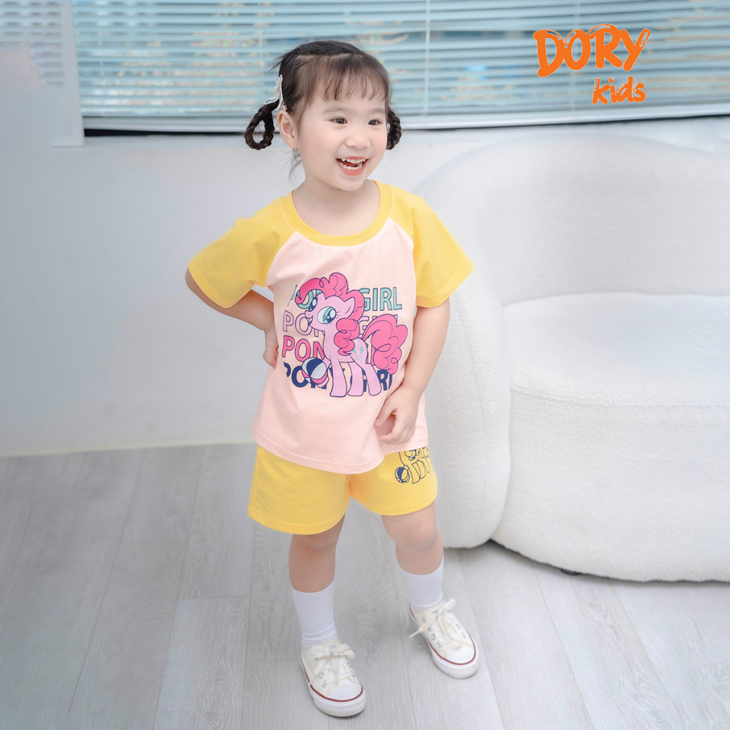 Đồ bộ cộc tay cho bé DORYKIDS  ngựa pony xinh xắn nhiều màu, chất thun cotton mát lạnh thoáng mát, size từ 10kg-50kg
