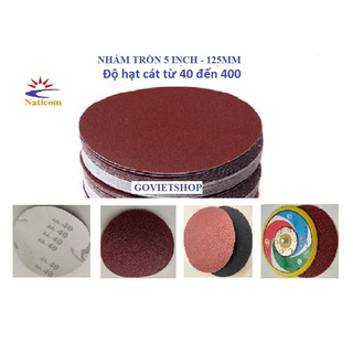 Nhám tròn 5inch dán đế tròn nỉ, giấy ráp chà nhám mịn, giấy nhám đĩa