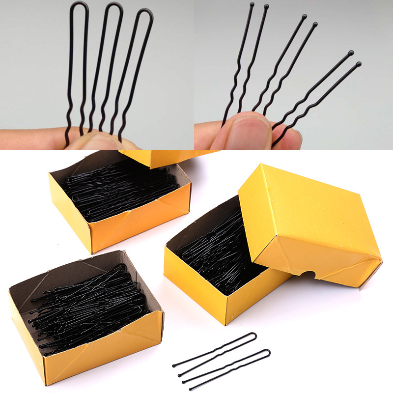 Set 40 kẹp tăm, kẹp chữ U đầu tròn búi tóc sơn đen cao cấp 5-5.5cm