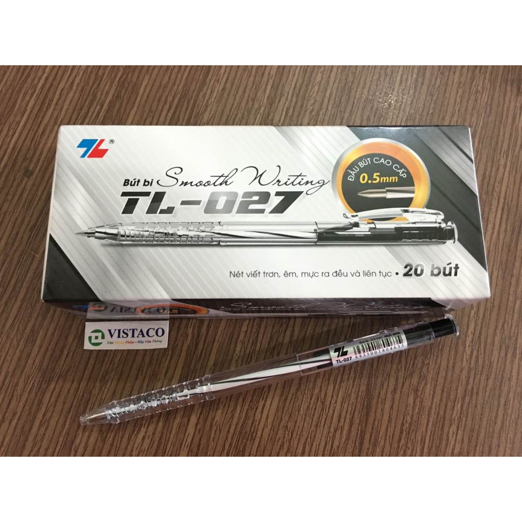 Hộp 20 chiếc bút bi Thiên Long TL-027 - Mực xanh, Mực đen. ĐTCA
