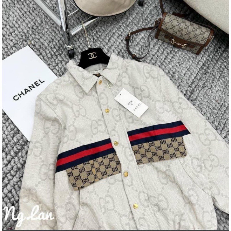 Áo khoác kaki gucc.i dây đỏ ảnh thật