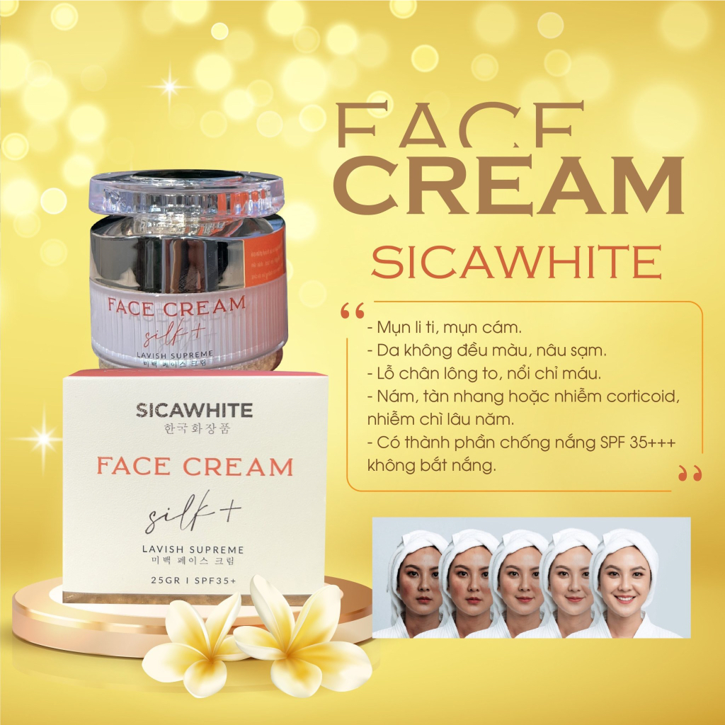 Kem lụa Sica White 25g, kem face lụa dưỡng trắng sáng, mờ thâm nám, căng bóng da - Sicawhite