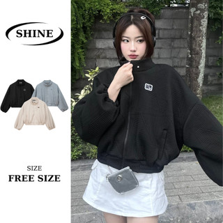 Áo Khoác Crop Jacket Cropped Logo Regods Khoá kéo 2 đầu Shine.Clothes , Áo Nỉ ngắn chữ R