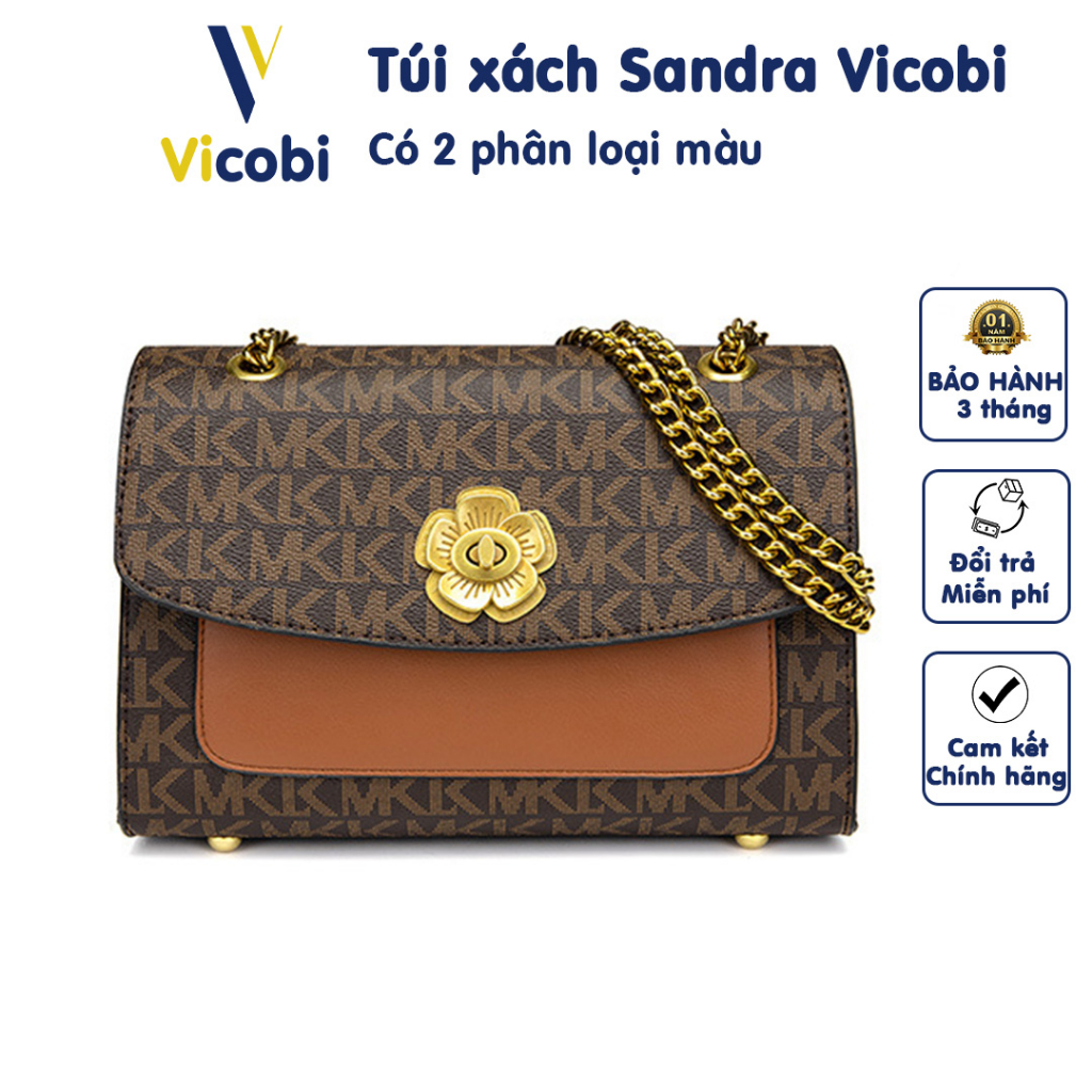 Túi xách nữ đeo vai Vicobi V3 Sandra, có dây đeo chéo, chất liệu da cao cấp phù hợp đi làm, sự kiện, đi chơi