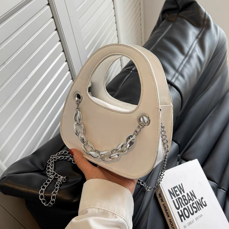 Túi Xách Nữ Đeo Chéo Túi Cầm Tay Dáng Cứng Phối Xích Sang Chảnh QG Store