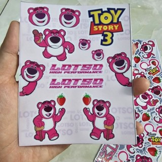 Combo tem logo sticker gấu dâu lotso mini dán trang trí biển số xe máy