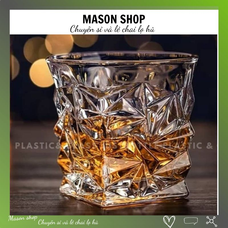 Ly Thủy Tinh Vuông Không Chì Vân Kim Cương 260Ml 🛑 Bộ Cốc Thủy Tinh 6 Cái (Chiếc) Uống Nước Cafe Nhỏ Độc Lạ Đẹp