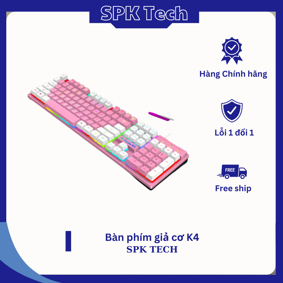 Bàn phím giả cơ chuyên K4 2022 (bốn màu)Bàn Phím giả cơ chuyên game Có Dây có LED 104 phím - SPK