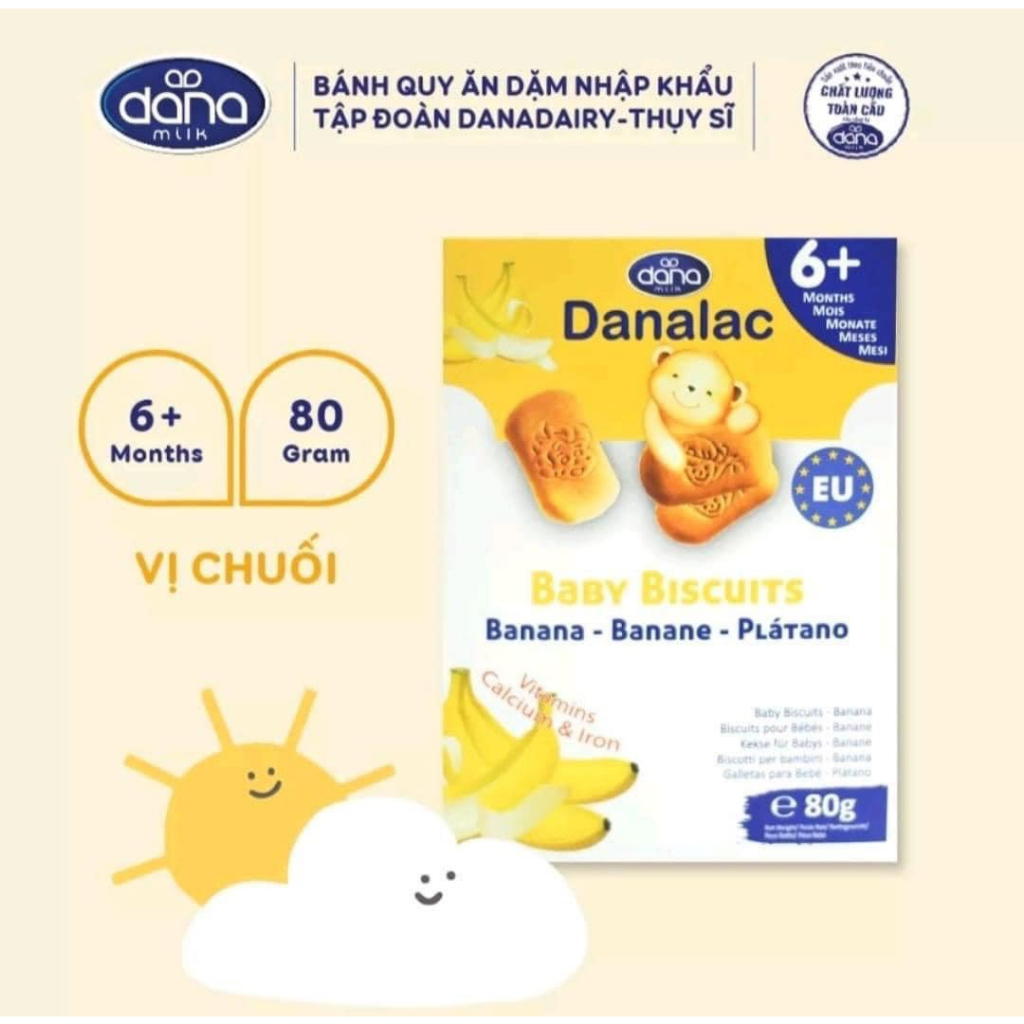Bánh Ăn Dặm Danalac Vị Tự Nhiên Dinh Dưỡng Cho Bé 6 Tháng, Đồ Ăn Dặm Cho Bé Tiêu Chuẩn Organic EU