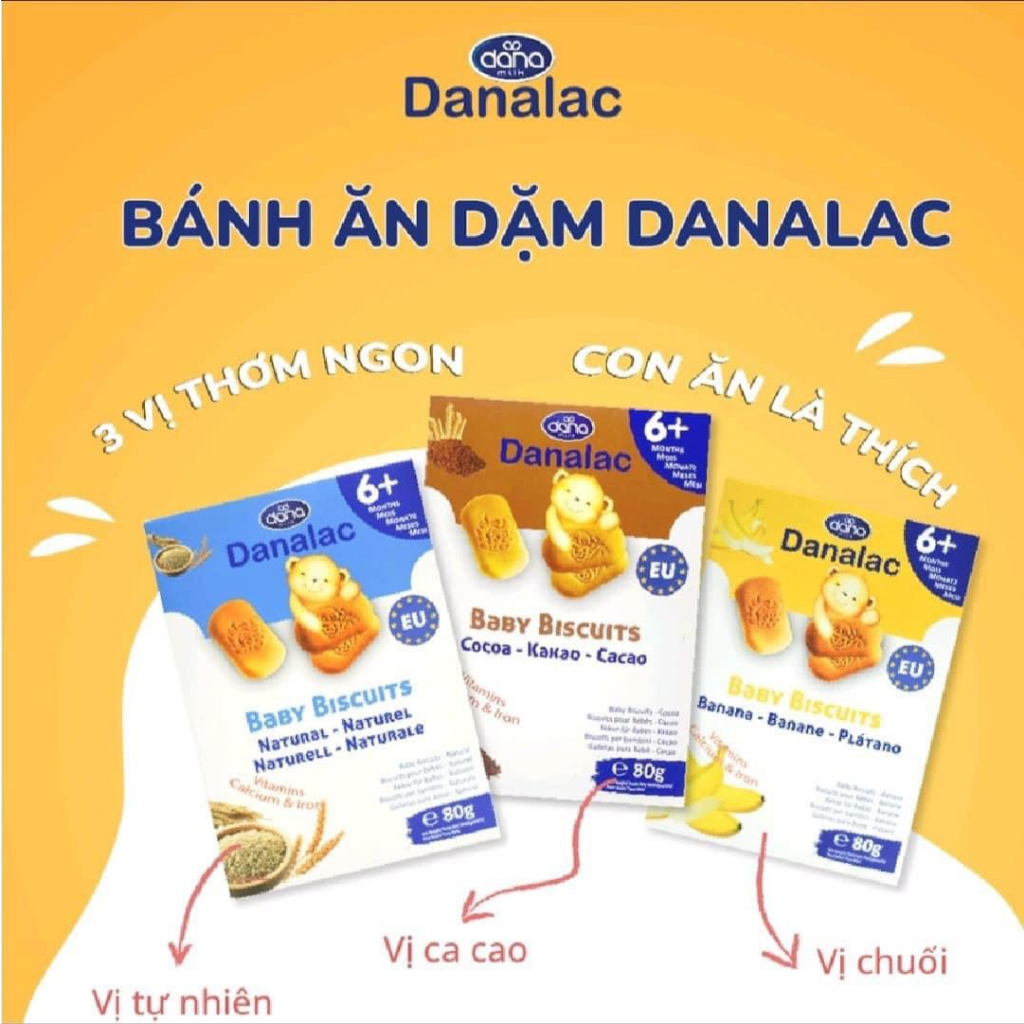 Bánh Ăn Dặm Danalac Vị Tự Nhiên Dinh Dưỡng Cho Bé 6 Tháng, Đồ Ăn Dặm Cho Bé Tiêu Chuẩn Organic EU