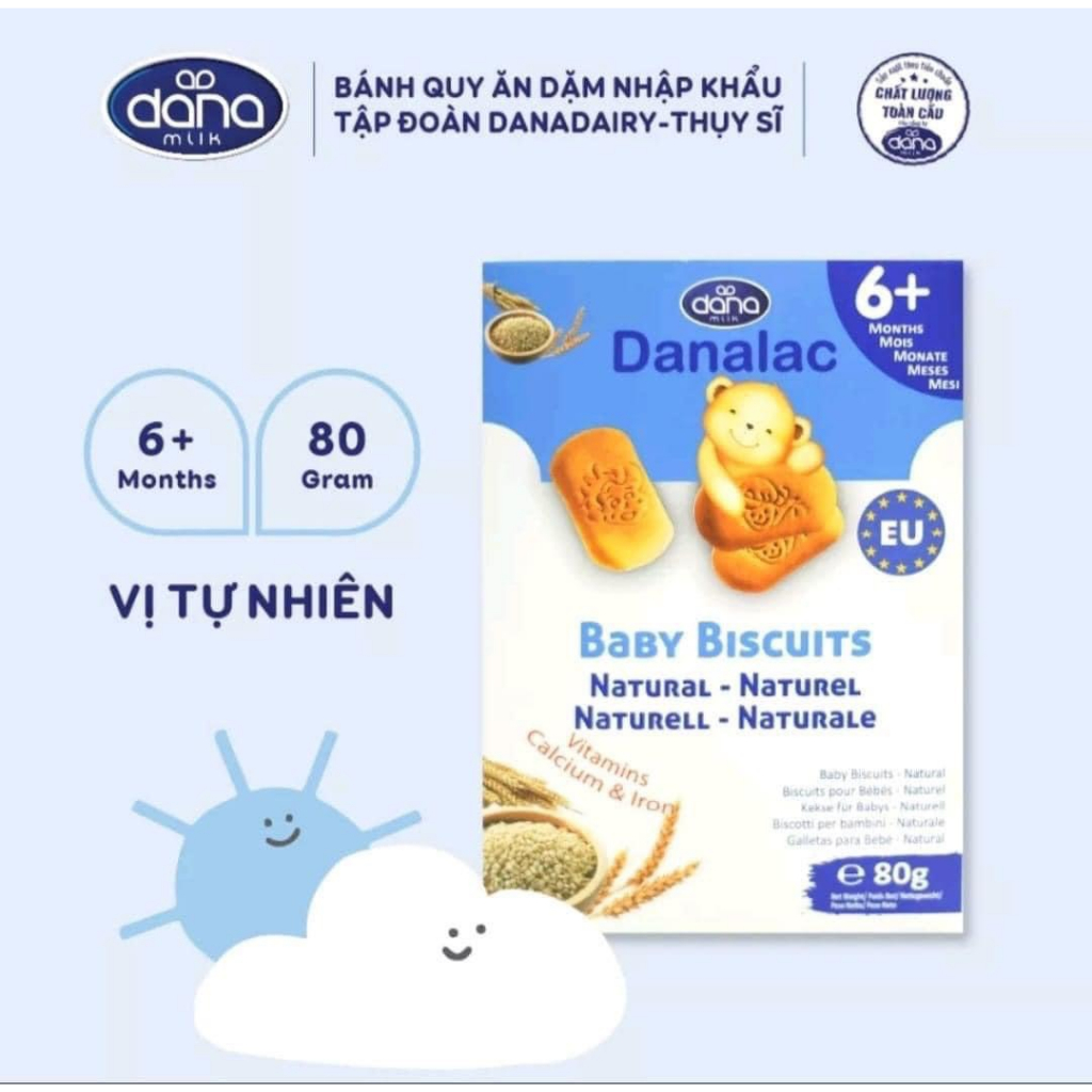 Bánh Ăn Dặm Danalac Vị Tự Nhiên Dinh Dưỡng Cho Bé 6 Tháng, Đồ Ăn Dặm Cho Bé Tiêu Chuẩn Organic EU