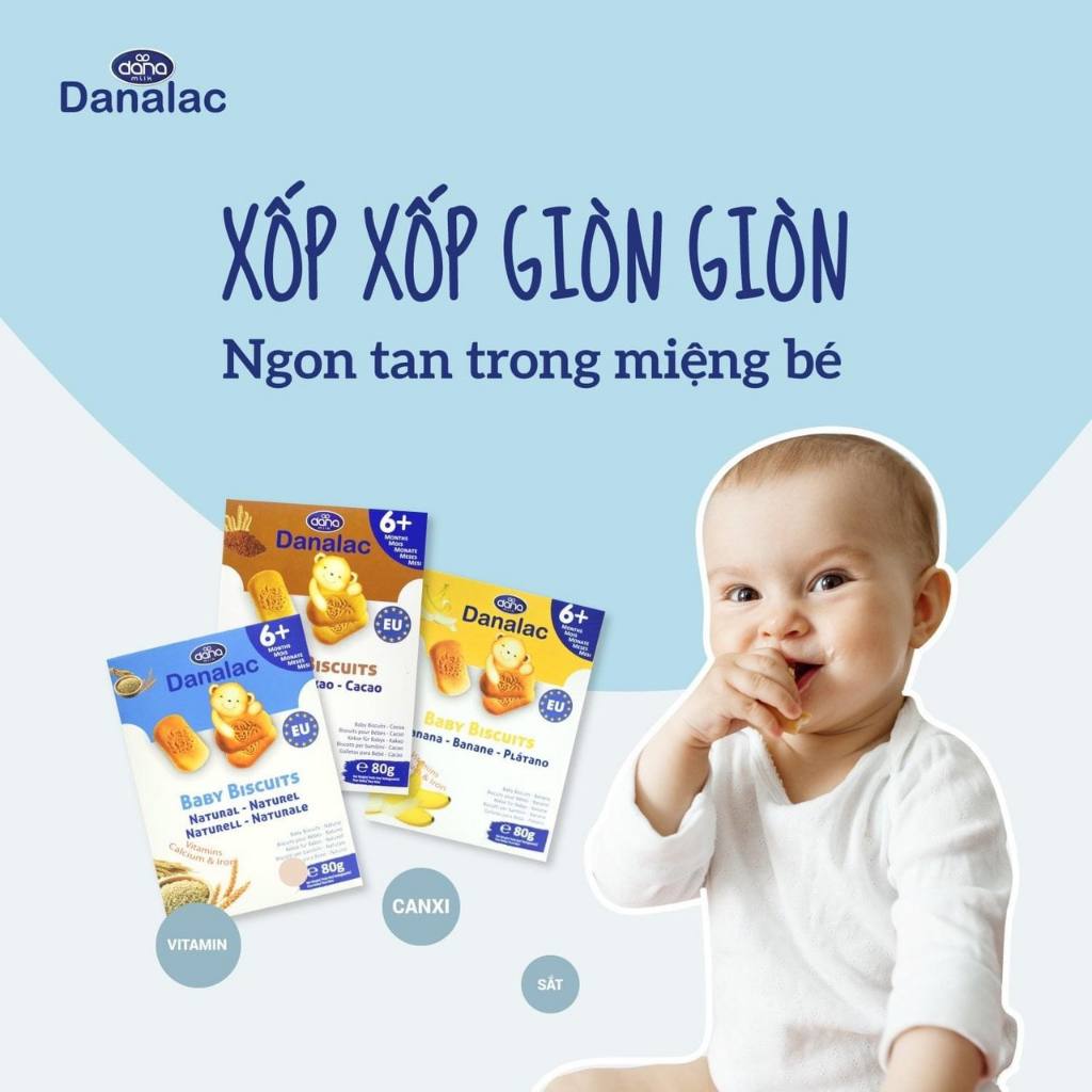 Bánh Ăn Dặm Danalac Vị Tự Nhiên Dinh Dưỡng Cho Bé 6 Tháng, Đồ Ăn Dặm Cho Bé Tiêu Chuẩn Organic EU