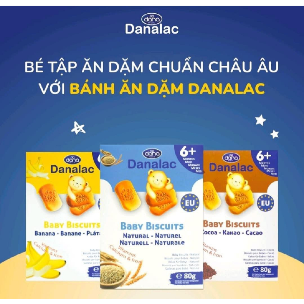 Bánh Ăn Dặm Danalac Vị Tự Nhiên Dinh Dưỡng Cho Bé 6 Tháng, Đồ Ăn Dặm Cho Bé Tiêu Chuẩn Organic EU