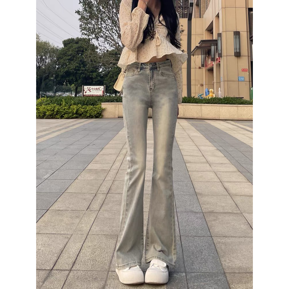 Quần Bò Nữ Ống Loe , Quần Jeans Nữ Ống Loe Màu Xanh Bạc Siêu Xinh TL15