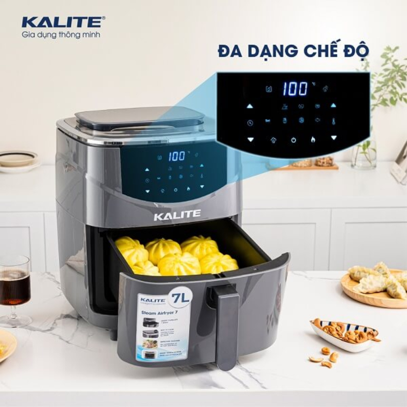 Nồi Chiên Hơi Nước Kalite Steam 7 GHM, Cảm Ứng, Dung Tích 7L,Hàng Chính Hãng, Bảo Hành 2 Năm