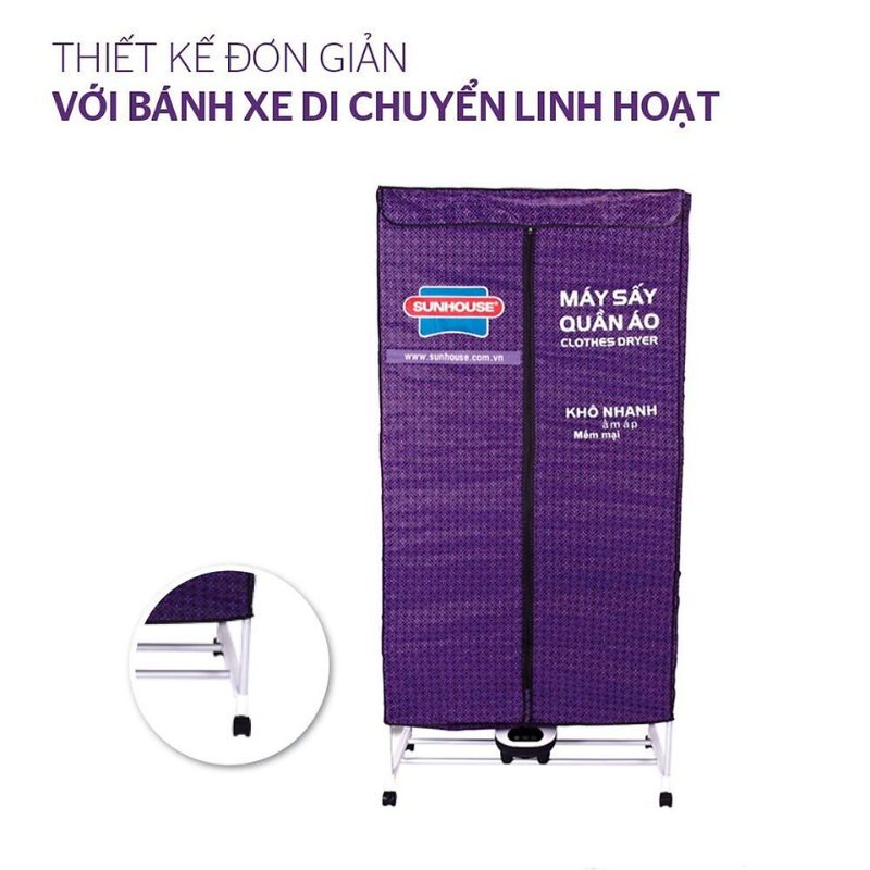 Tủ Sấy Quần Áo Sunhouse SHD2707 GHM, Sấy 15kg Quần Áo, Công Suất 1500W