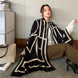 Khăn Dạ Phối Kẻ Chữ Sang Trọng Nổi Bật CHất Mềm Mịn 70x180cm
