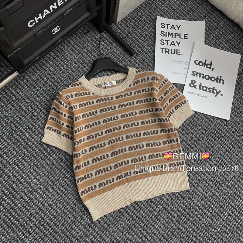 Áo len tay ngắn hoạ tiết