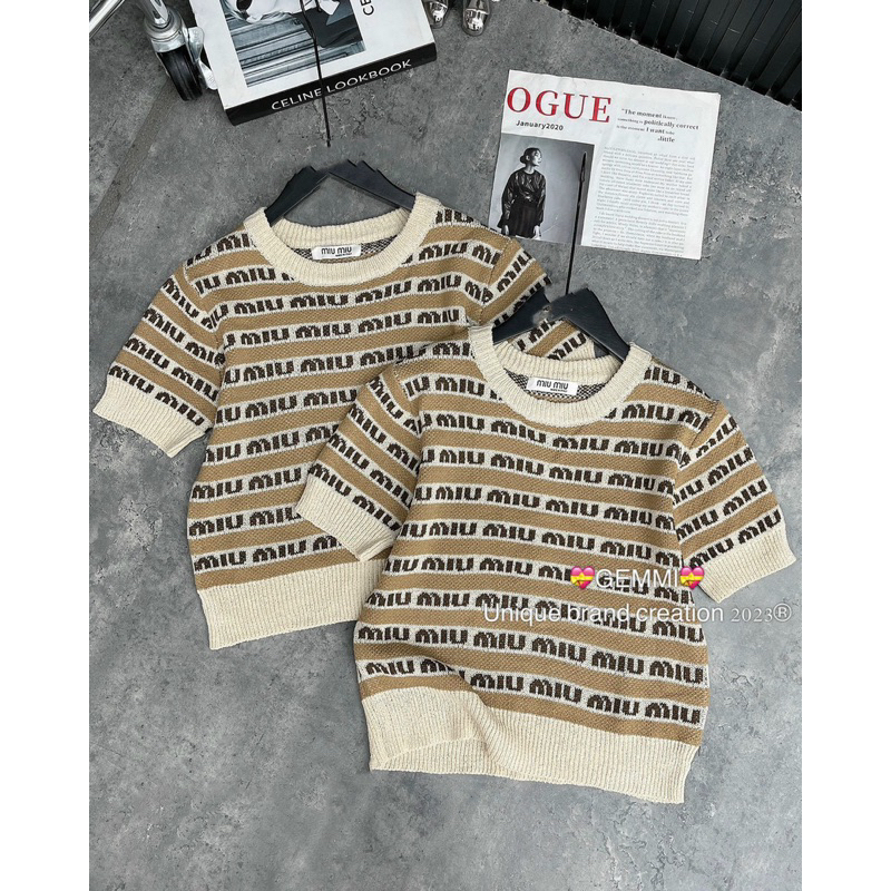 Áo len tay ngắn hoạ tiết