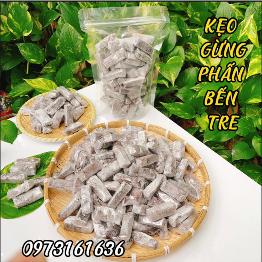 Kẹo gừng phấn dẻo/Kẹo da trâu - đồ ăn vặt - Túi zip 500g