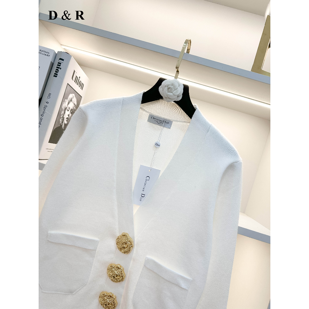 Áo khoác len Cardigan dài tay đính nút đồng Quảng Châu cao cấp D&R Fashion L050