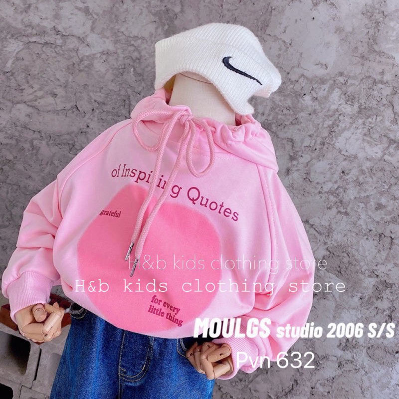 Áo Hoody bé gái , áo thu đông nỉ da cá họa tiết trái tim cho bé 10-28kg