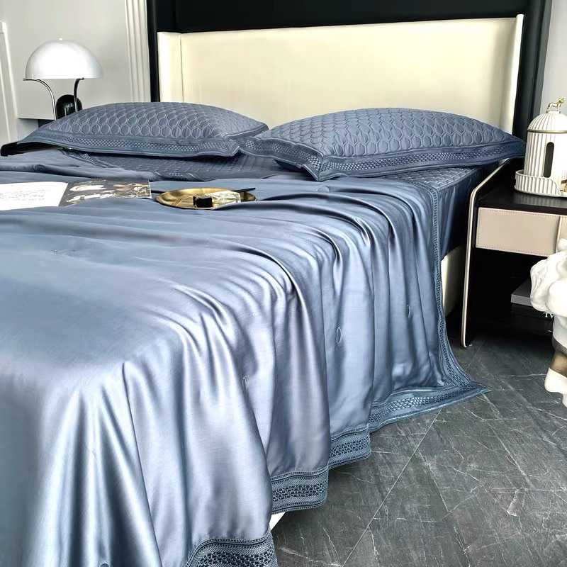 Chăn Hè  Tencel 120S Màu Xanh Dương Mềm Mịn, Mát Lạnh