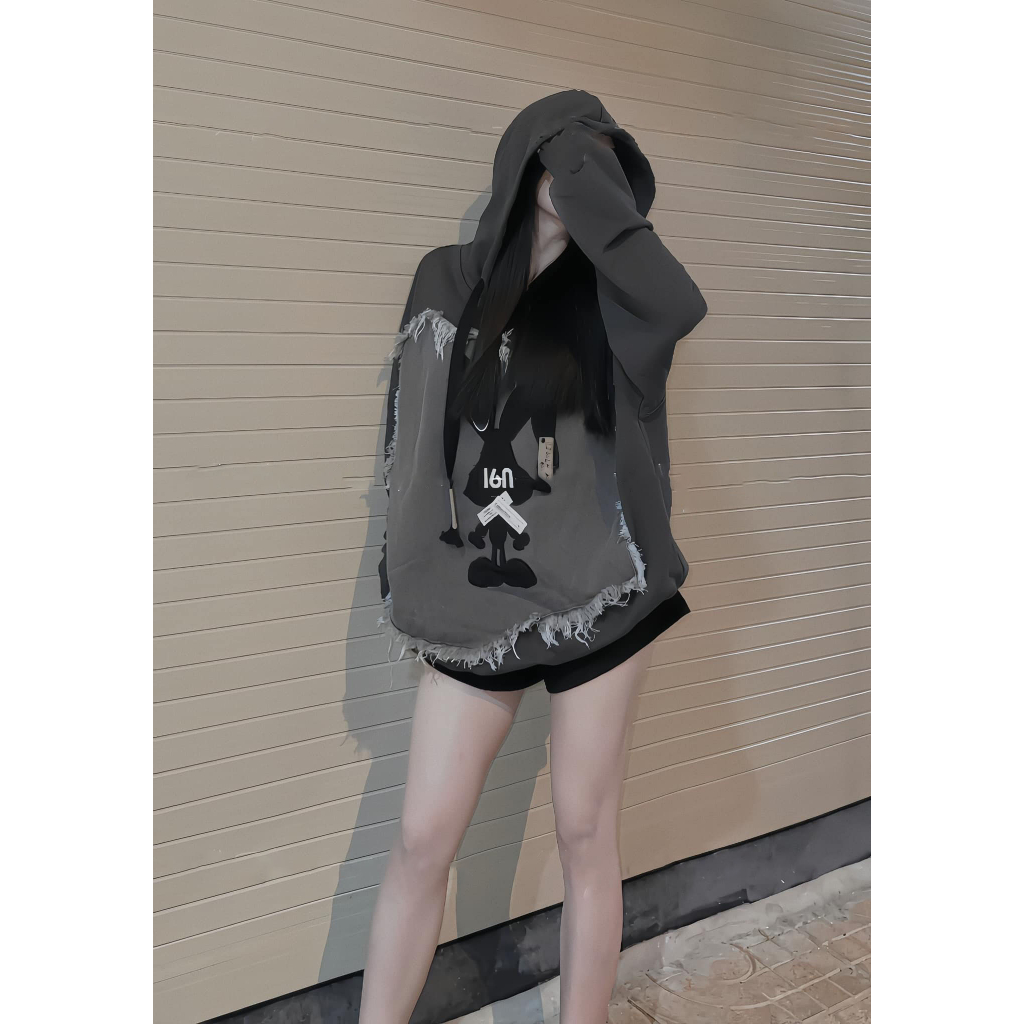 Áo hoodie màu đen xám