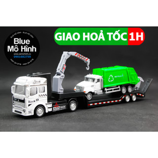 Xe mô hình container chở xe rác bằng kim loại
