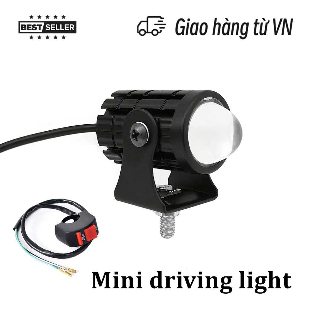 Đèn trợ sáng bi cầu 2 màu trắng pha vàng siêu sáng cho mô tô, ô tô