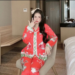 {lụa xước] pijama noel đỏ 40-60kg