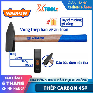 Búa đóng đinh đầu dẹp và vuông WADFOW trọng lượng 100-1000g, đầu búa rèn thả, chất lượng thép carbon 45 cứng cáp