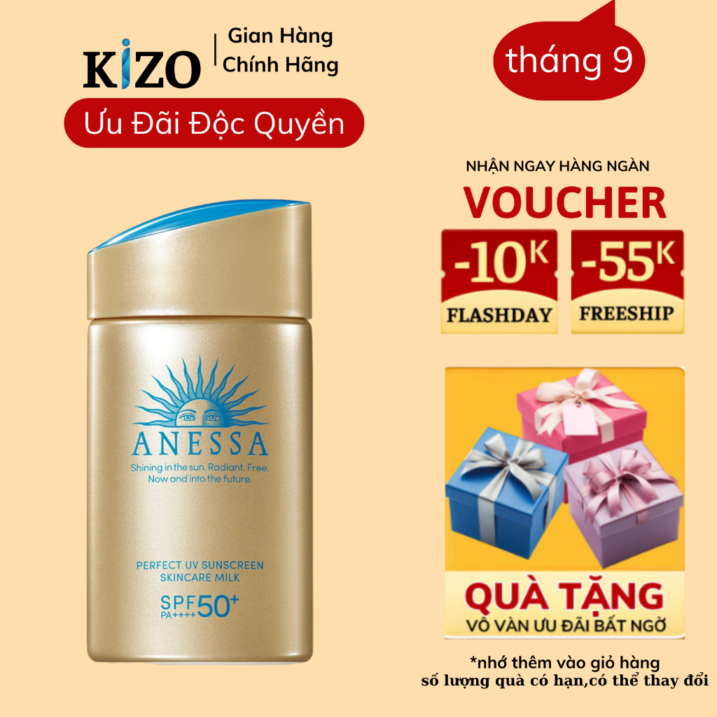 Sữa chống nắng Anessa Perfect UV Sunscreen Skincare Milk SPF 50+ PA++++ chính hãng Chống Nước, An Toàn Cho Da Nhạy Cảm q