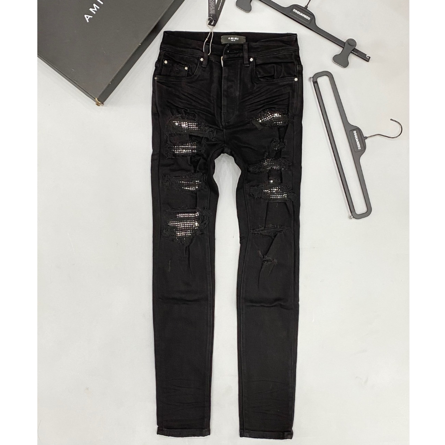 Quần Jean Nam Đen Đính Đá Quần Jean Skinny Vladak Phối Đá Ánh Kim Hàng Quảng Châu Cao Cấp