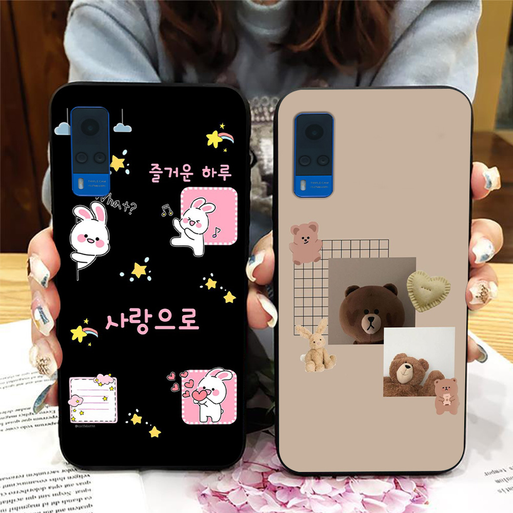 Ốp lưng vivo y51 2020 in hình kẻ ô các con vật cute dễ thương