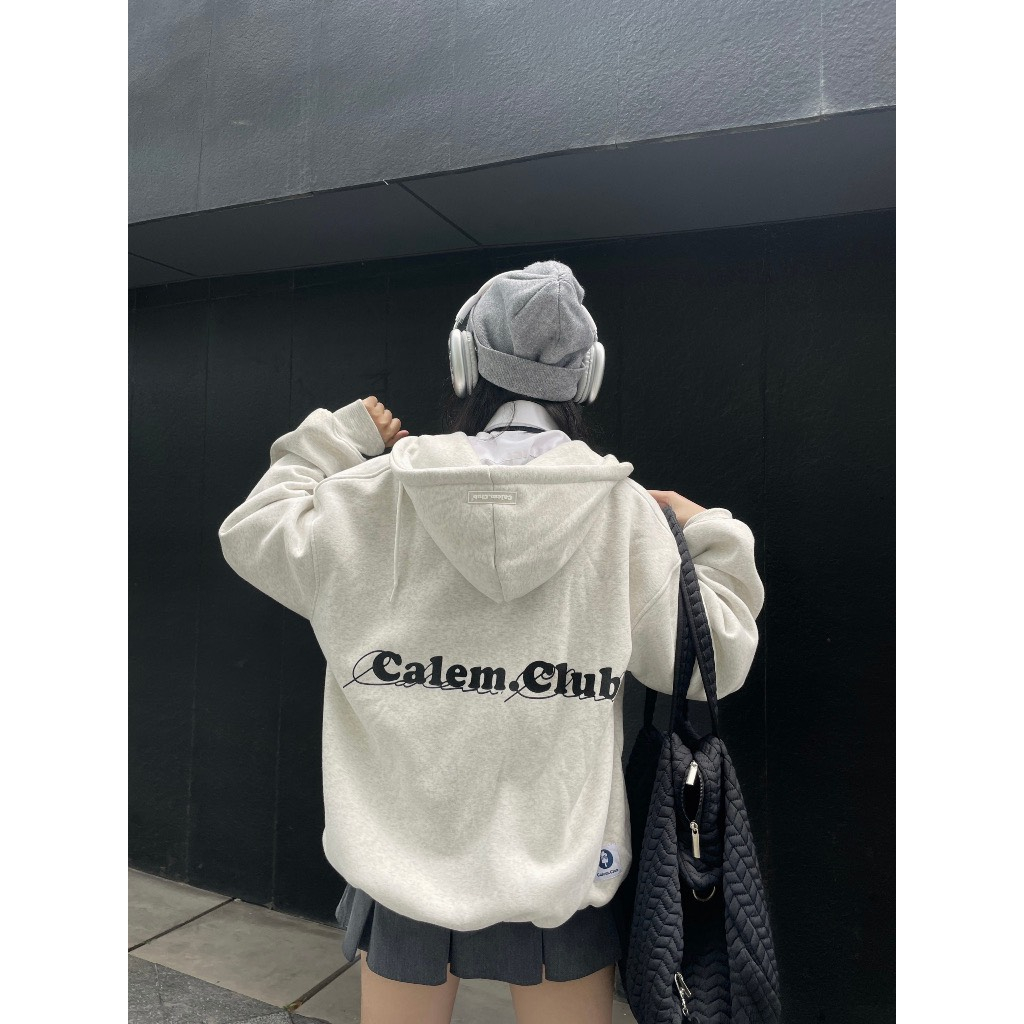 Hoodie zip chữ CALEM.CLUB - Áo khoác nỉ dây kéo nhiều màu dày dặn form rộng unisex