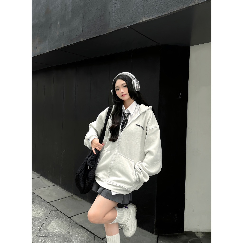Hoodie zip chữ CALEM.CLUB - Áo khoác nỉ dây kéo nhiều màu dày dặn form rộng unisex