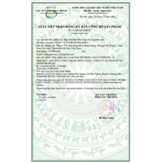 Viên uống BIOSKIN L-Glutathione lọ 30 viên giúp đẹp da chống lão hóa hiệu quả