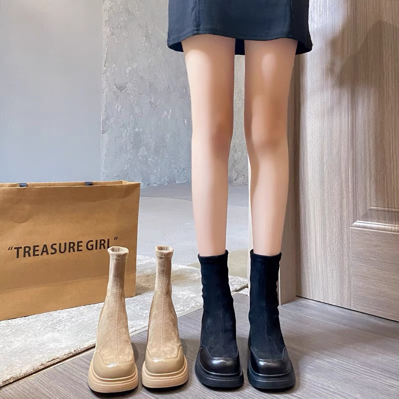 (ODER) Boots da thời trang cổ nhỡ đế 7cm (Sz34-40)
