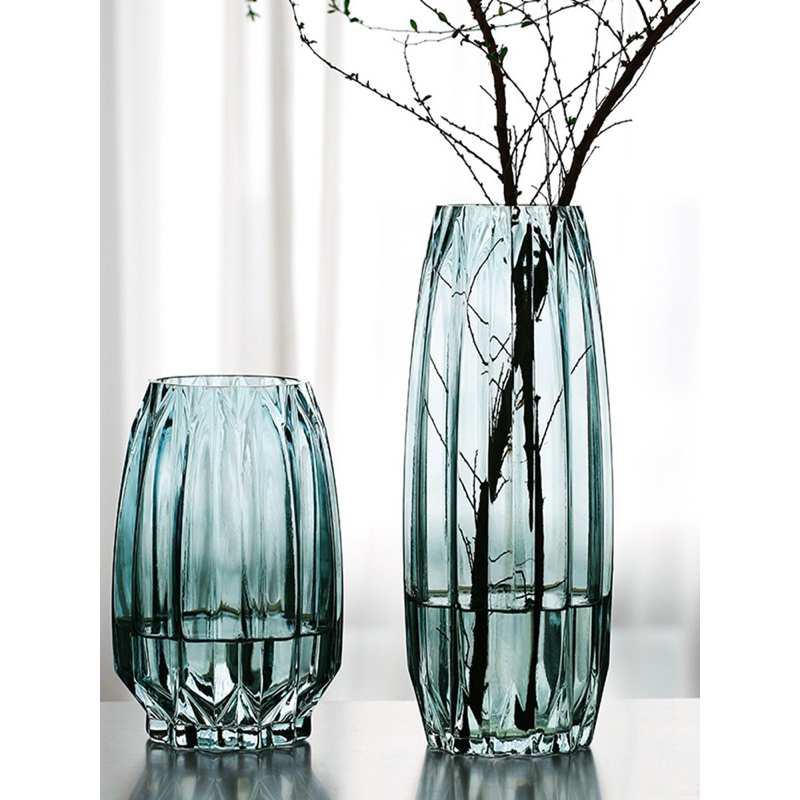 Lọ hoa thủy tinh vân dọc bình hoa thủy tinh đẹp