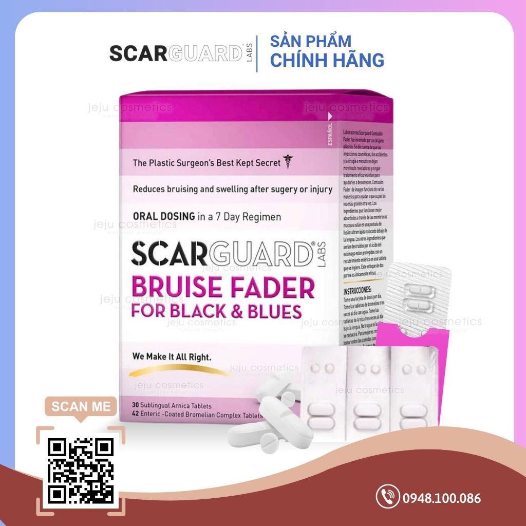 Làm Mờ Vết Bầm Tím, Xanh, Đen...do Chấn Thương & Phẫu Thuật Trên Da Scarguard Bruise Fader