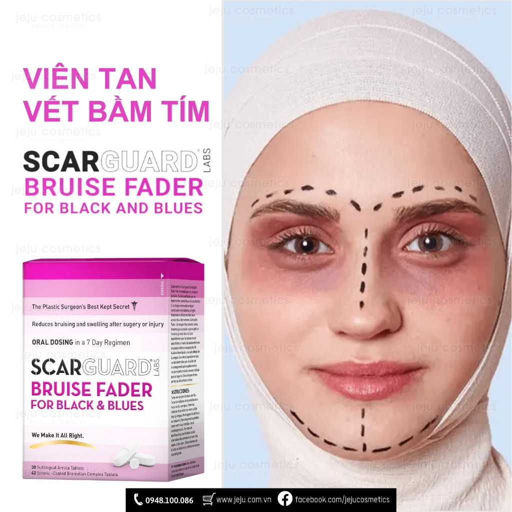 Làm Mờ Vết Bầm Tím, Xanh, Đen...do Chấn Thương & Phẫu Thuật Trên Da Scarguard Bruise Fader