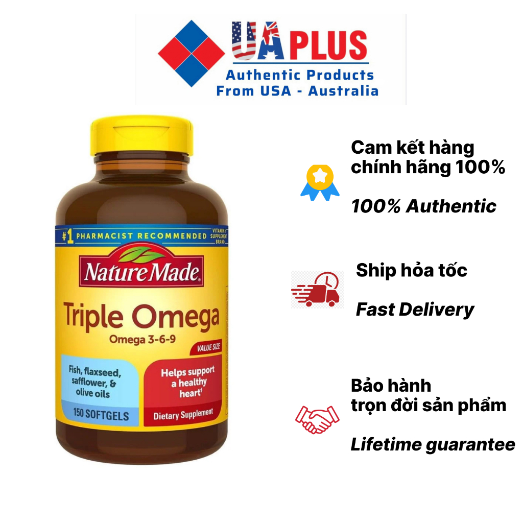 Viên uống omega 369 Mỹ Triple Omega 3 6 9 Nature Made 150 viên